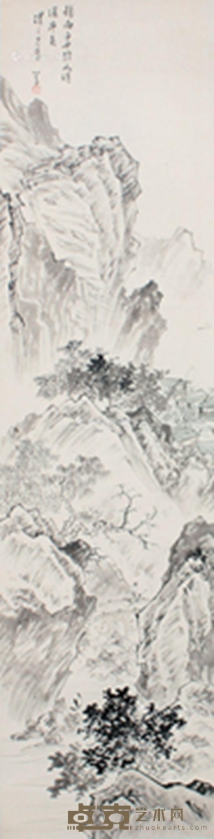 溥儒     山水 129×32cm