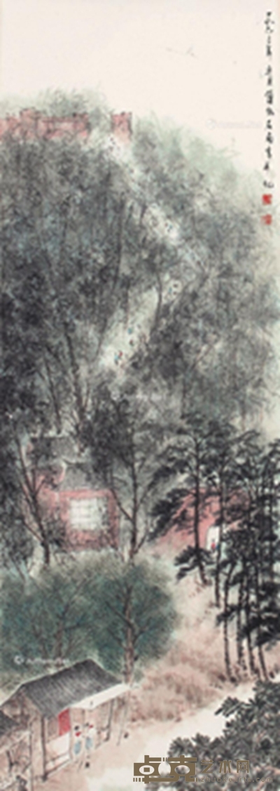 傅抱石     风景人物 99×35cm