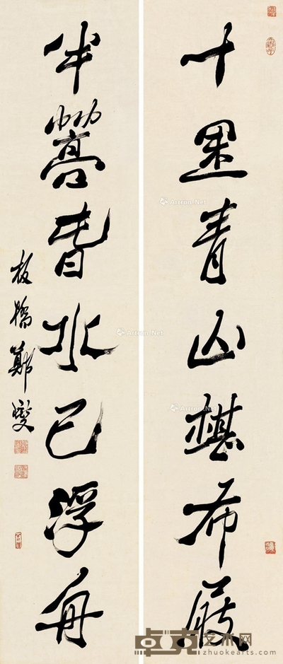 黄秋园 仿郑板桥对联 175×31cm×2