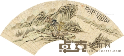 春江归帆 扇片 设色洒金纸本 17×52cm