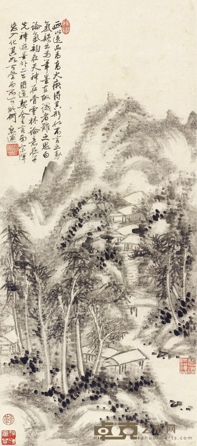 松壑闲居图 立轴 水墨纸本 68×30cm