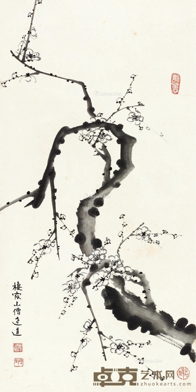 墨梅 镜片 水墨纸本 68.5×34cm