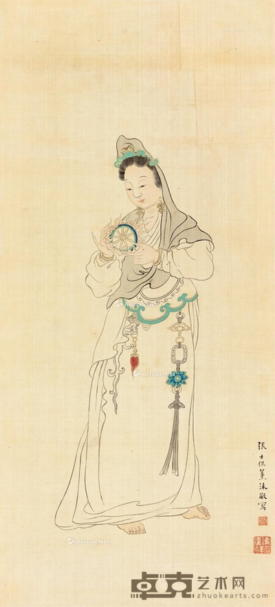 观音 立轴 设色绫本 73×33.5cm
