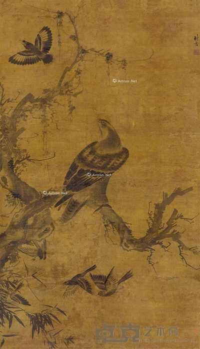 苍鹰 立轴 设色绢本 145.5×83cm
