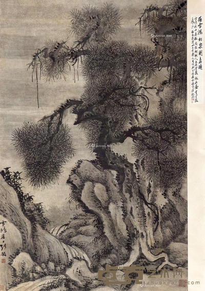 苍松飞泉 立轴 设色纸本 143×94.5cm