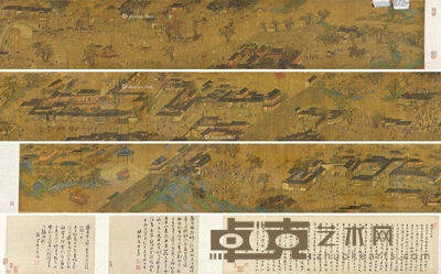 清明上河图 手卷 设色绫本 画29.5×547cm;题跋29.5×109cm