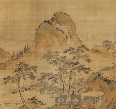 归隐图 立轴 设色绢本 42×45cm