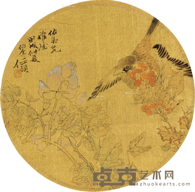 花鸟 镜片 设色纸本 25.5×25.5cm