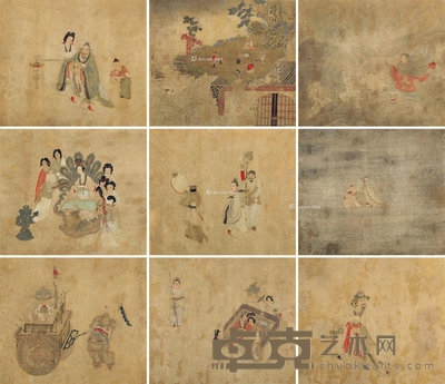 人物故事册 册页 (十二开选九开) 设色绢本 26×30cm×12