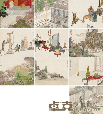 杂画册 册页 (十开) 设色纸本 26.5×32.5cm×10