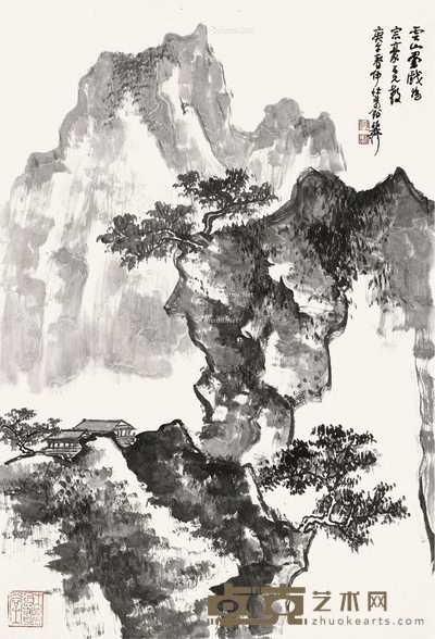 云山墨戏 立轴 水墨纸本 68×47cm