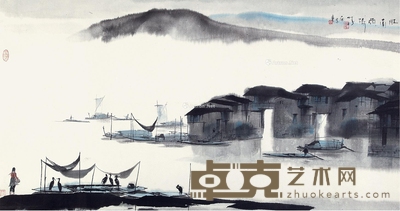 江南雨后 镜片 设色纸本 69×128cm