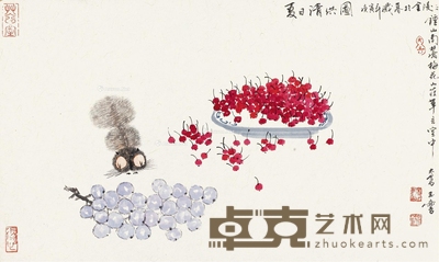 夏日清供图 镜片 设色纸本 39×65cm