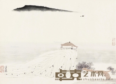 山水 镜片 设色纸本 34×49cm