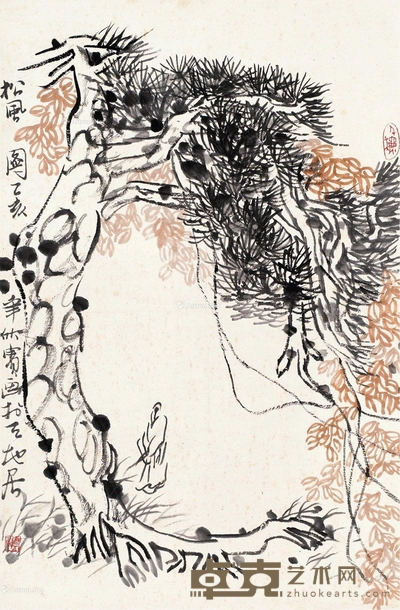 松风图 镜片 设色纸本 68×44cm