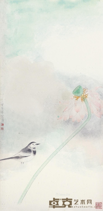 凝视 镜片 设色纸本 65×32.5cm