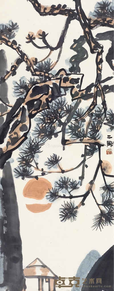 山水 镜片 设色纸本 103.5×41cm