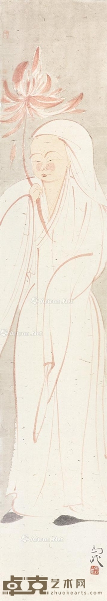 高僧 镜片 设色纸本 144.5×25.5cm