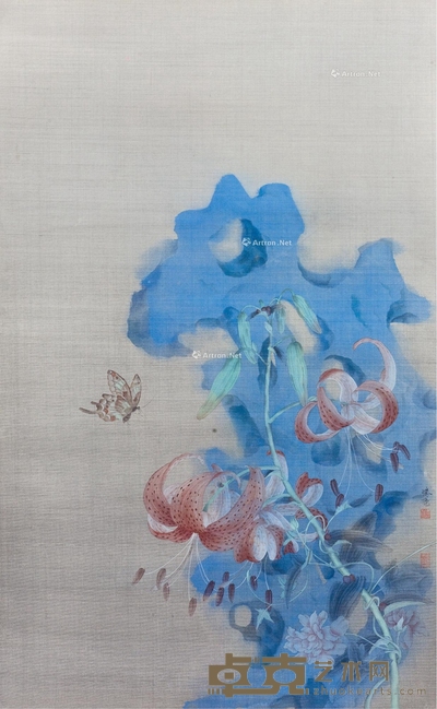 百合 镜片 设色绢本 78×48.5cm