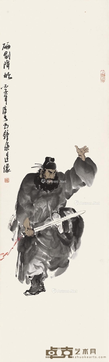 钟馗 立轴 设色纸本 112×33cm