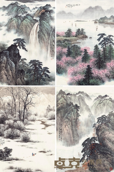 春夏秋冬 (四帧) 镜片 设色纸本 69.5×46cm×4