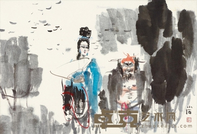 仕女人物 镜片 设色纸本 45.5×67cm