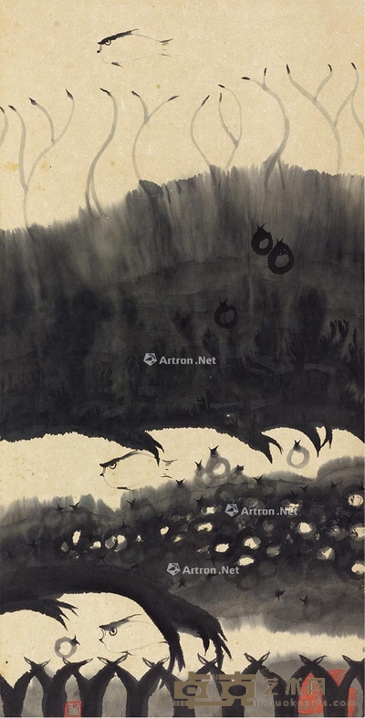生命律动 立轴 设色纸本 94×48cm