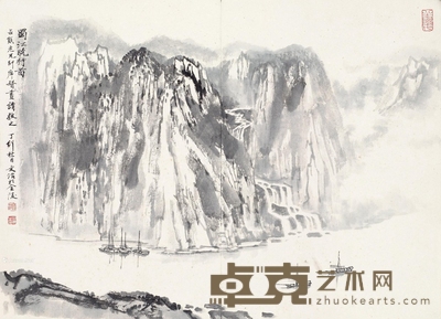 蜀江晓行图 镜片 水墨纸本 41×56cm