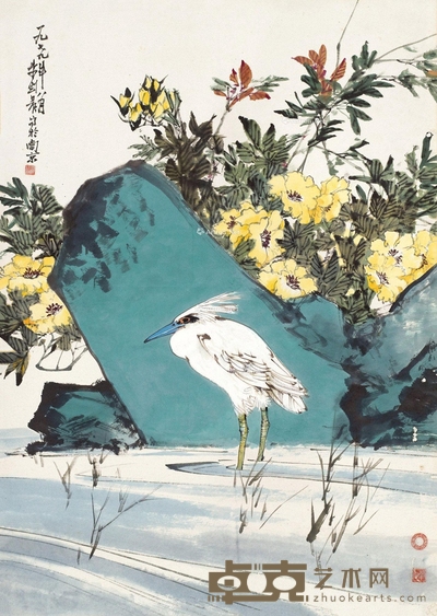 白鹭 立轴 设色纸本 92×65cm
