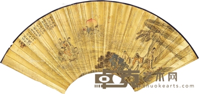 人物 扇片 水墨纸本 19×53cm
