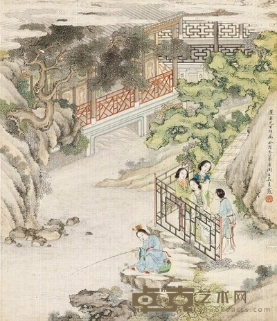 红楼人物 镜片 设色绢本 31×27cm