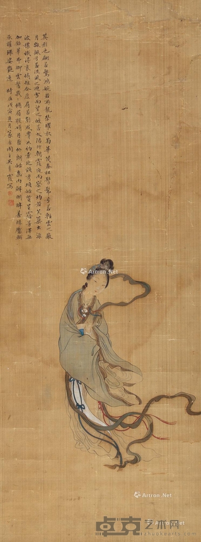 洛神图 立轴 设色绢本 76×29.5cm
