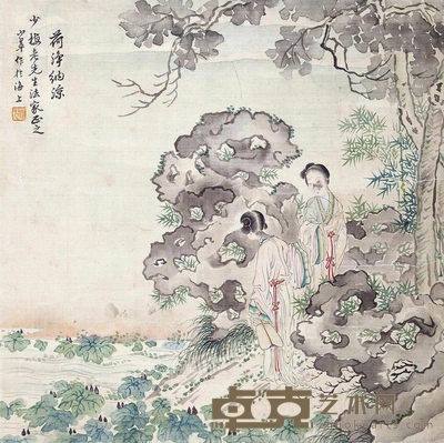 荷净纳凉 立轴 设色绢本 27×27.5cm