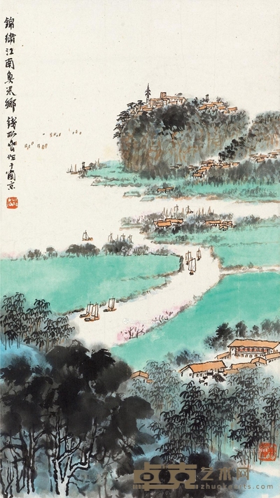 锦绣江南 立轴 设色纸本 58×32.5cm