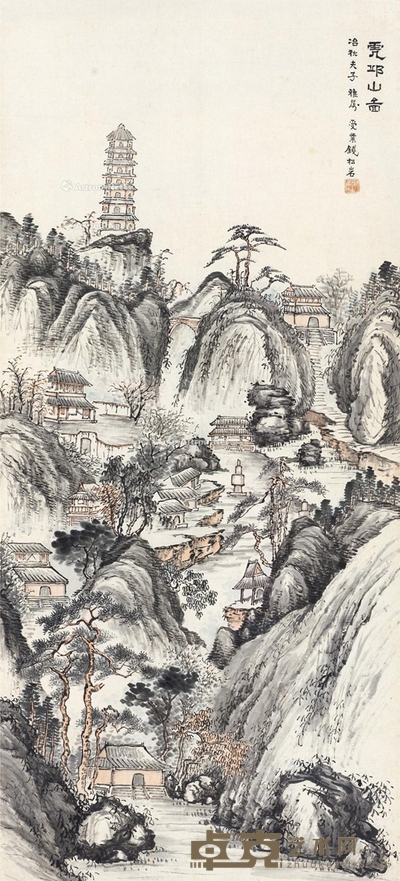 虎丘山图 立轴 设色纸本 119×54cm