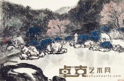 清水寺一景 镜片 设色纸本 44.5×68cm