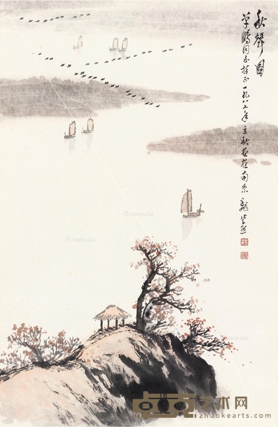 秋声图 立轴 设色纸本 69.5×45.5cm