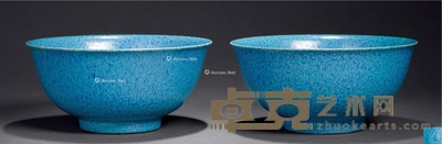 清乾隆 炉钧釉碗 (一对) 直径18.3cm