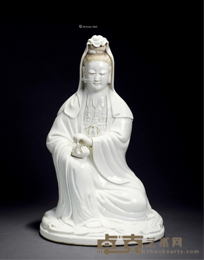 清乾隆 唐英风格白釉观音 高43.5cm