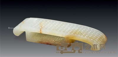 清中期 白玉乳丁纹剑饰 长8cm