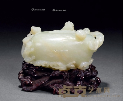 清 白玉螭龙纹洗 长7.7cm;宽7.7cm