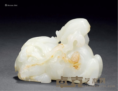 清中期 白玉雕“福禄如意” 长10cm;宽7.5cm