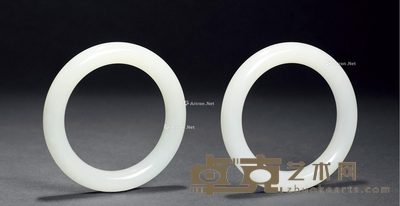 清 白玉手镯 (一对) 外径8cm;内径5.7cm