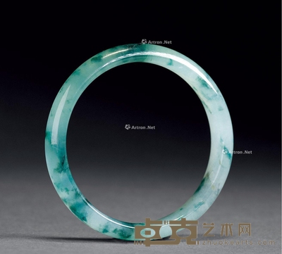 清 翡翠飘花手镯 外径6.6cm;内径5.3cm