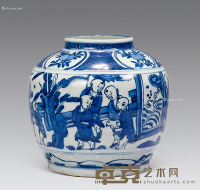 明万历 青花婴戏图罐 高17cm;直径17.5cm