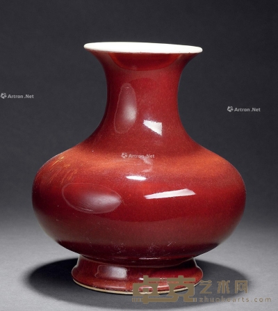清中期 霁红釉尊 高22cm
