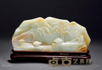 清中期 白玉雕安居乐业山子 长20cm