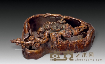 清 竹雕古梅水洗 长23.5cm;宽15.5cm;高10cm