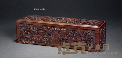 清 黄花梨雕夔龙纹香盒 长27.3cm;宽8cm;高8cm