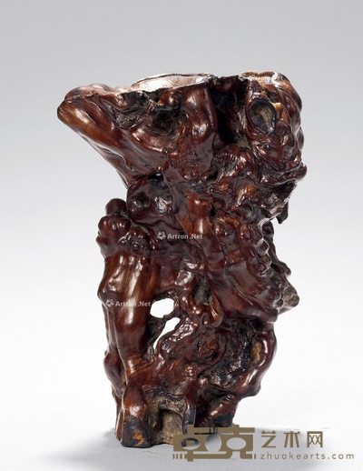 明 树根花插 高14.8cm